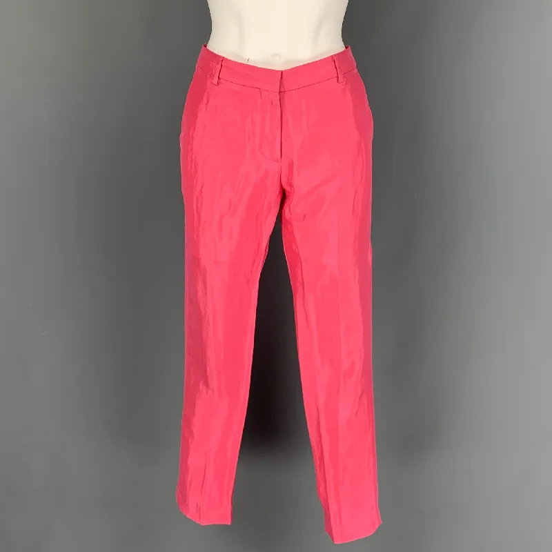 DRIES VAN NOTEN Size 4 Pink Rayon Blend Flat Front Dress Pants Soft Stretch Trousers