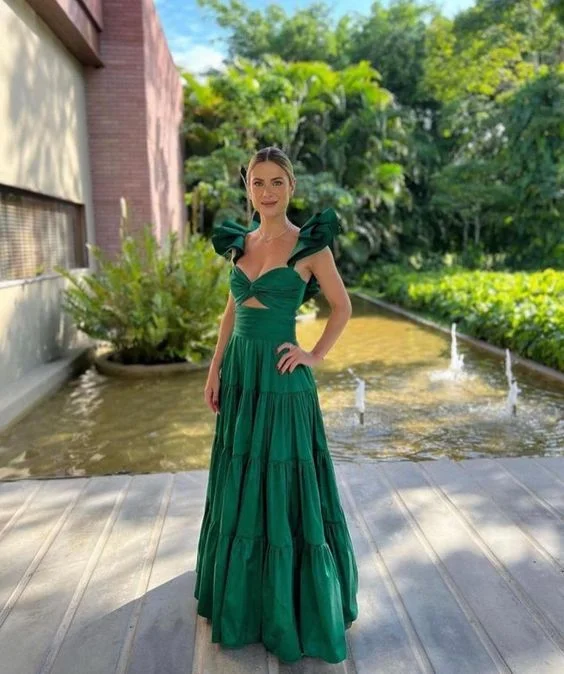 Unique Green Satin Long Prom Formal Dress Party Dress,DP0179 Tunics Timeless classic