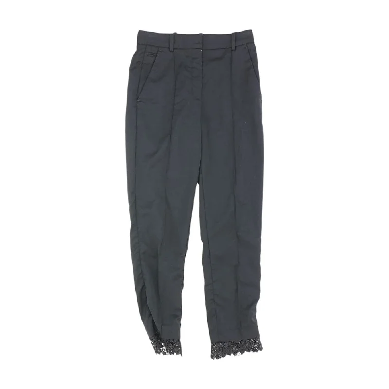 Black Solid Capri Pants Fashionable Sporty Pants