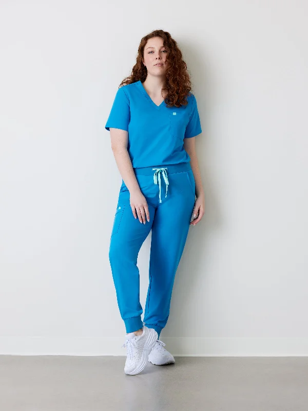 DEMI RE-GARDE™ - AZURE BLUE - Jogger Scrub Pants Classic Straight-Leg Pants