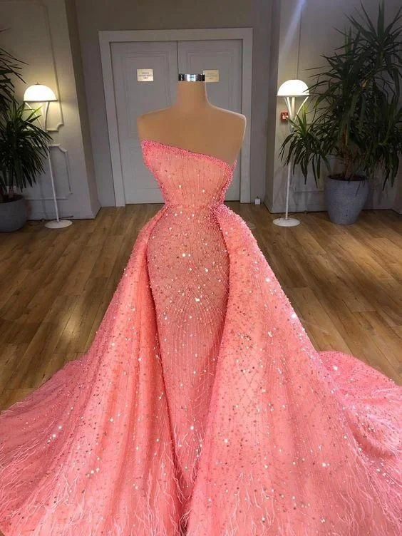 Pink long prom dress formal evening dress, party dress,DS4528 Tunics Fleece cozy