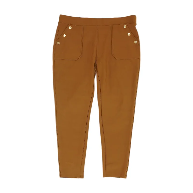 Brown Solid Pants Modern Stretch Trousers