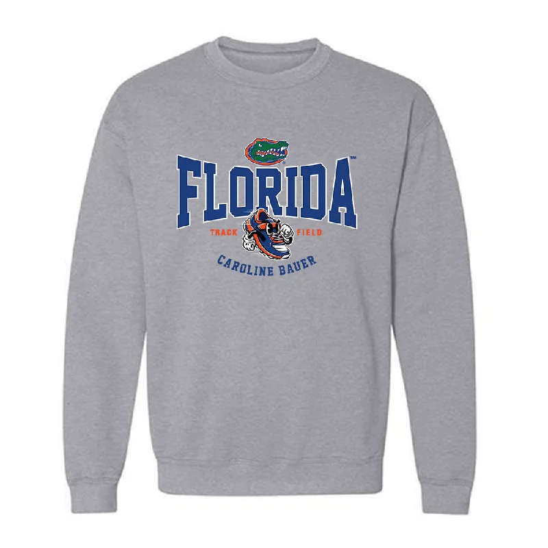 Florida - NCAA Women's Track & Field : Caroline Bauer - Fashion Shersey Crewneck Sweatshirt Hoodie with Exposed Zipper Edgy Industrial