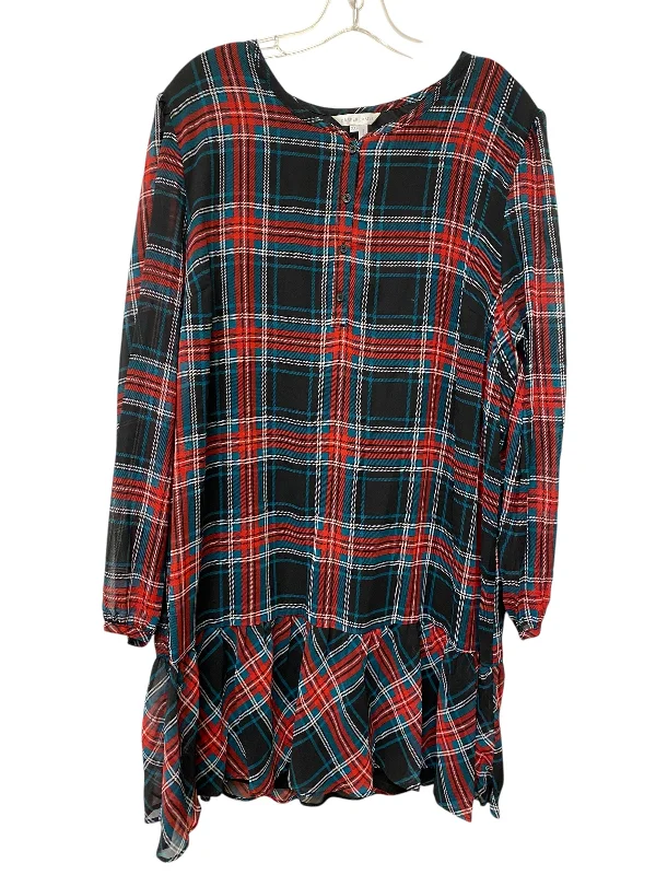 Dress Casual Short By Draper James In Plaid Pattern, Size: 2x Tunics Running lightweight