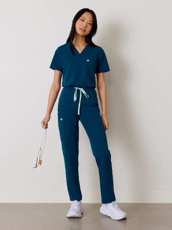 JULIETA RE-GARDE™ - OPAL BLUE - Straight Cut Scrub Pants - SILVADUR™ Relaxed Linen Pants