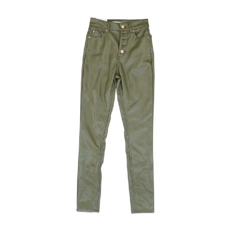 Green Solid Pants Classic Straight Pants