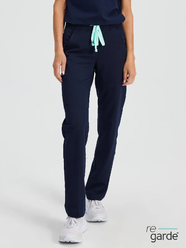 JULIETA RE-GARDE™ - NAVY - Straight Cut Scrub Pants - SILVADUR™ Sleek Black Pants