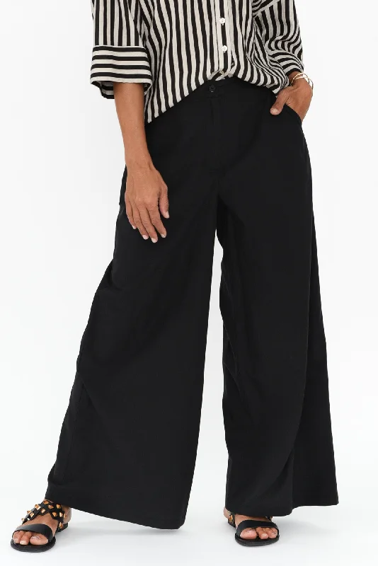 Wendy Black Wide Leg Pants Stretch Fit Pants