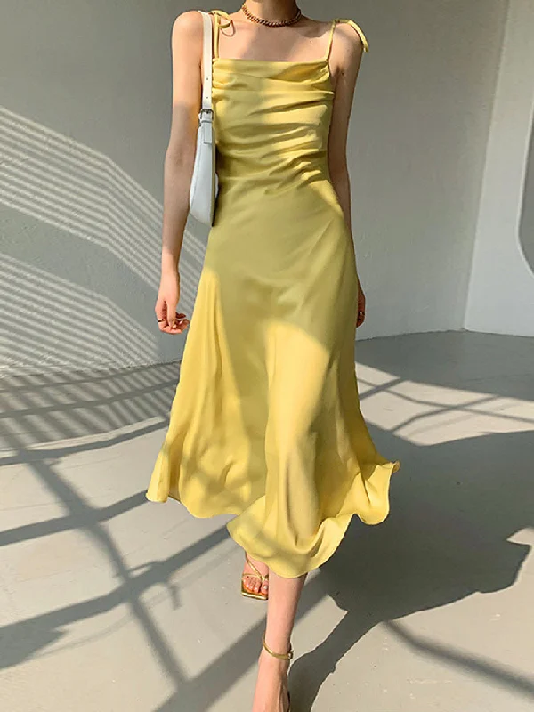 Julia Fashion - Women's Dress Satin A-Line Sexy Party Dresses Tunics Cozy soft