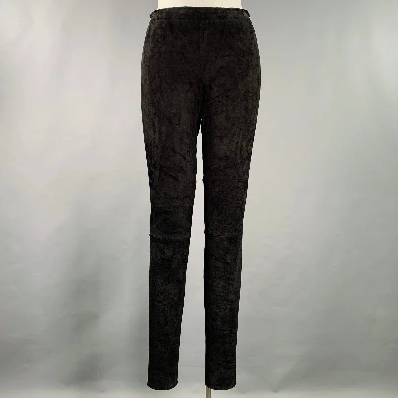 STOULS Size XL Black Lambskin Elastic Waistband Dress Pants Stylish Harem Pants