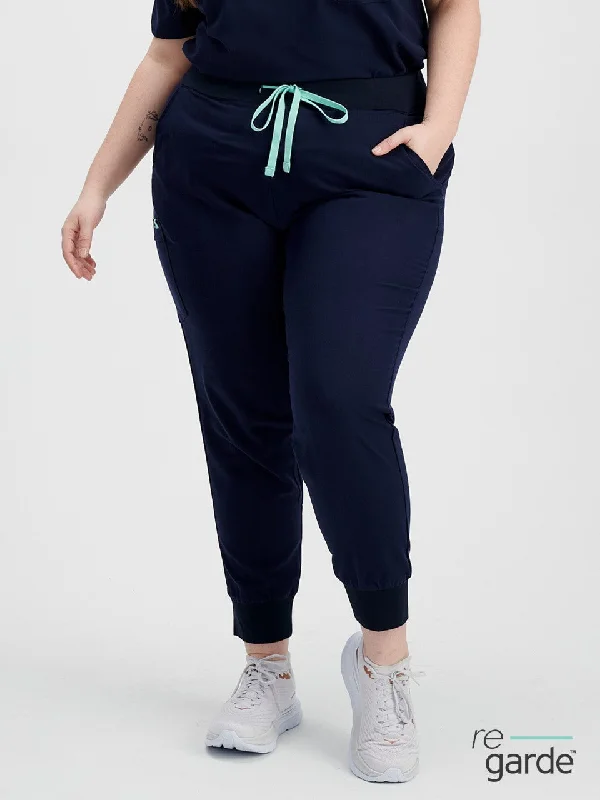DEMI RE-GARDE™ - NAVY - Jogger Scrub Pants - SILVADUR™ Lightweight Linen Pants
