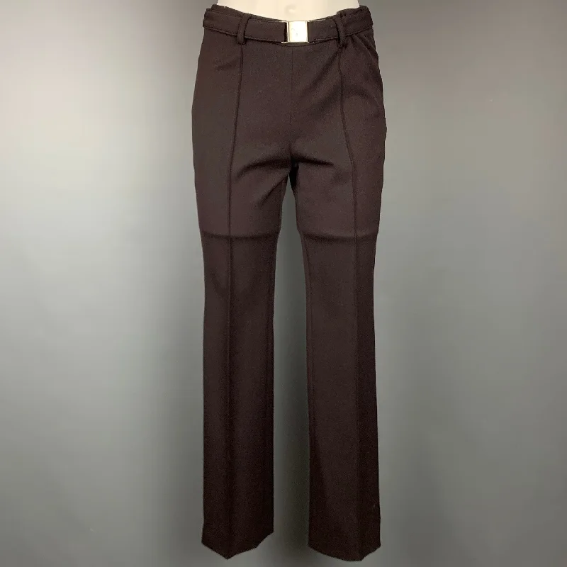 PRADA Size 4 Brown Twill Wool Blend Belted Dress Pants Comfortable Cargo Pants