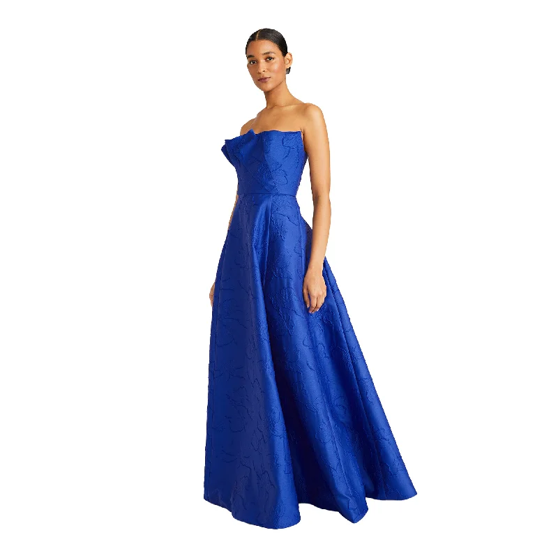 Ml By Monique Lhuillier Women's Aliana Cobalt Blue Long Dress Crew Neckline Casual