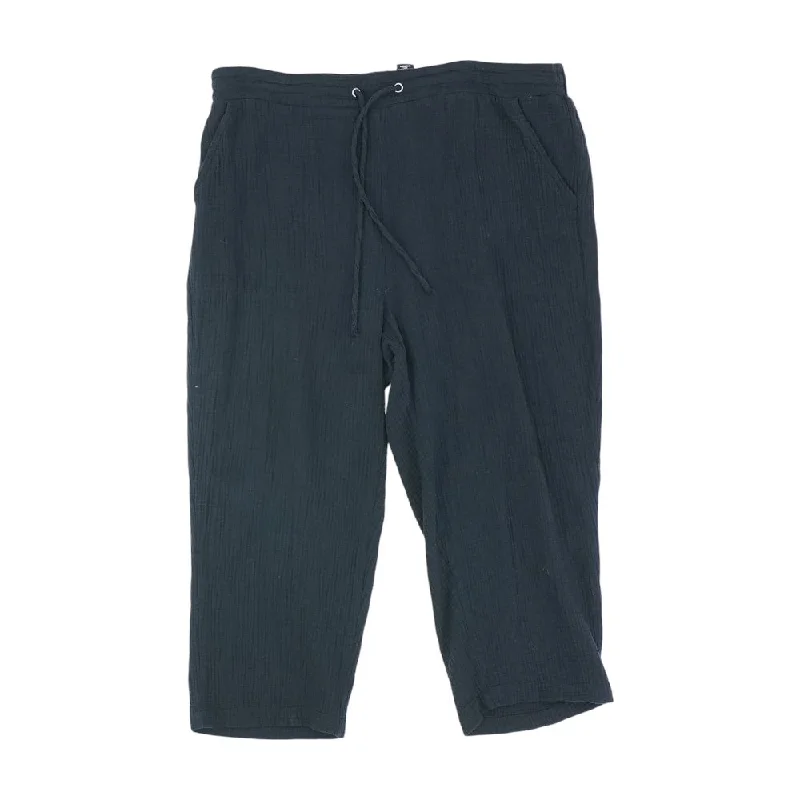 Black Solid Pants Comfy Cargo Trousers