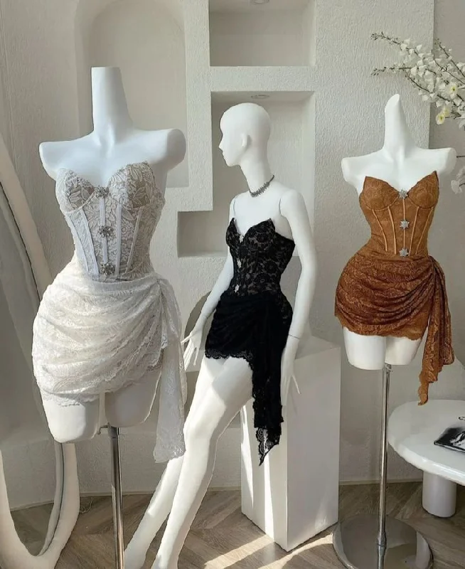 elegant strapless lace short party dress homecoming evening dress      cg25314 Tunics Hiking breathable