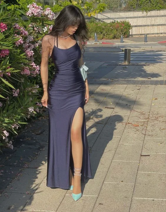 Simple Sexy Sheath Long Prom Dress Party Dress with High Slit,DP785 Tunics Brand named