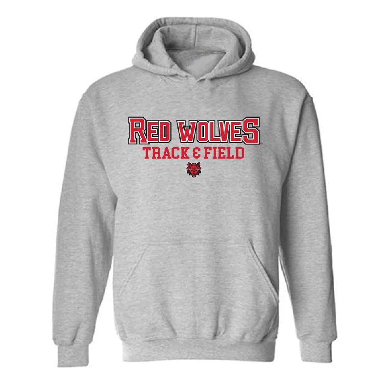 Arkansas State - NCAA Women's Track & Field : Nyima Williamson - Classic Shersey Hooded Sweatshirt Hoodie with Thumb Holes Functional Cozy