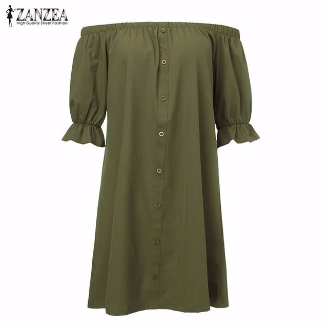 ZANZEA Women Vestidos Sexy Mini Party Dress Half Sleeve Tunics Modern contemporary