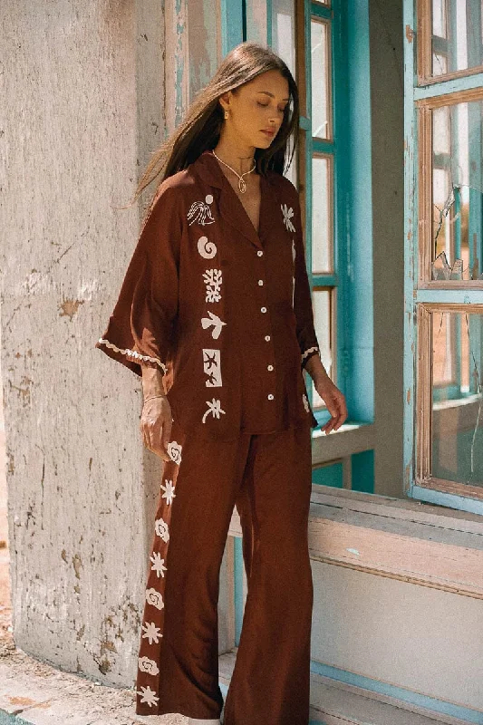 Palm Collective - Romi Pants - Brown Cozy Full-Length Pants