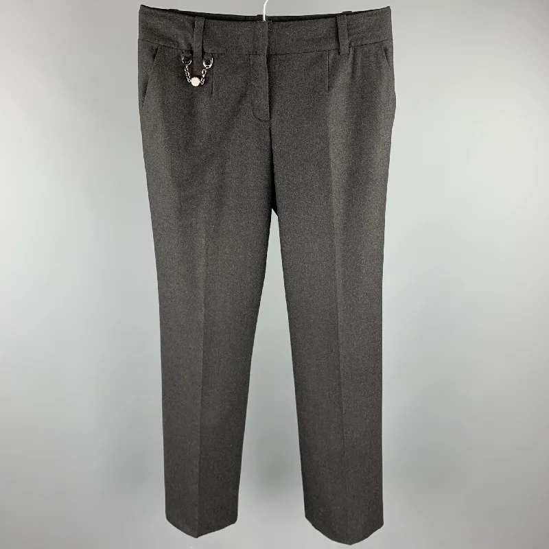 CELINE Size 4 Charcoal Wool Wide Leg Dress Pants Stylish Slim Trousers