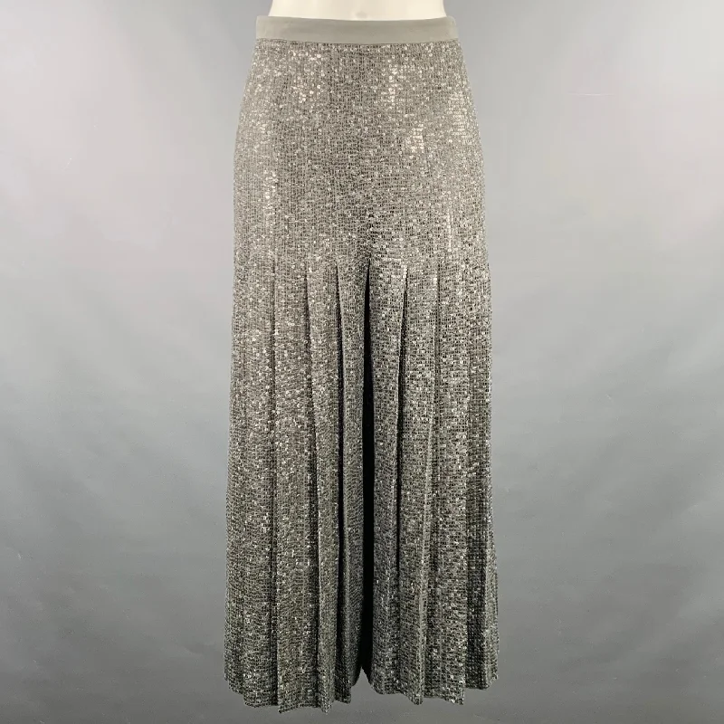 MICHAEL KORS COLLECTION Size 2 Grey Silk Sequined Pleated Dress Pants Soft Wool Pants