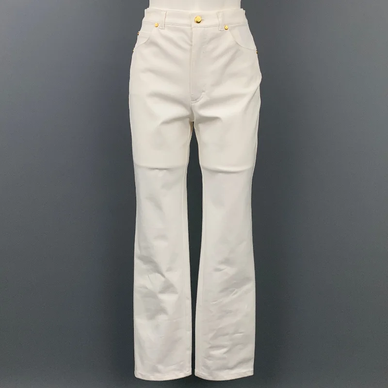 ESCADA Size 4 White Stretch Cotton Dress Pants Stylish Harem Pants
