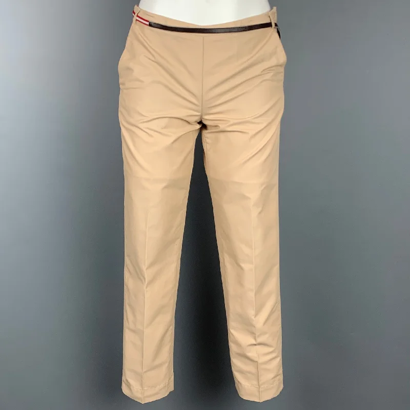 PRADA Size 2 Beige Cotton / Nylon Belted Dress Pants Cozy Knit Pants