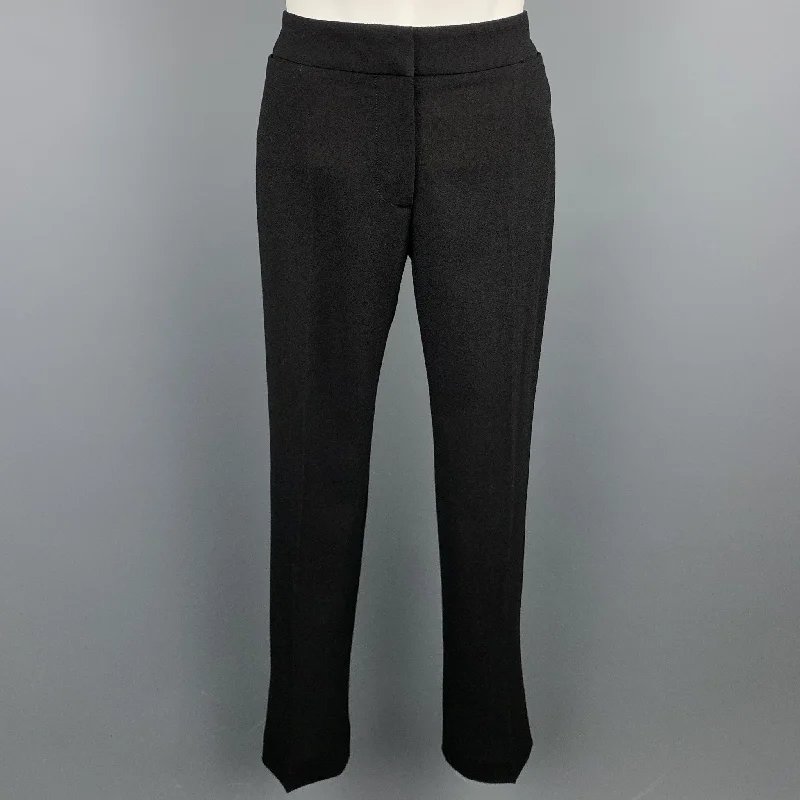 ALEXANDER MCQUEEN Size 2 Black Crepe Straight Leg Dress Pants Elegant Palazzo Trousers