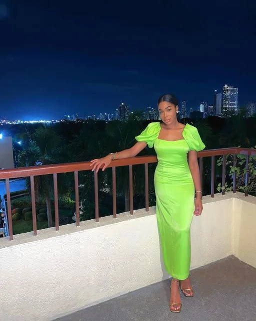 Green Square Neck Short Sleeves Party Dress Wedding Guest Dress,DP1207 Pencil Length Work