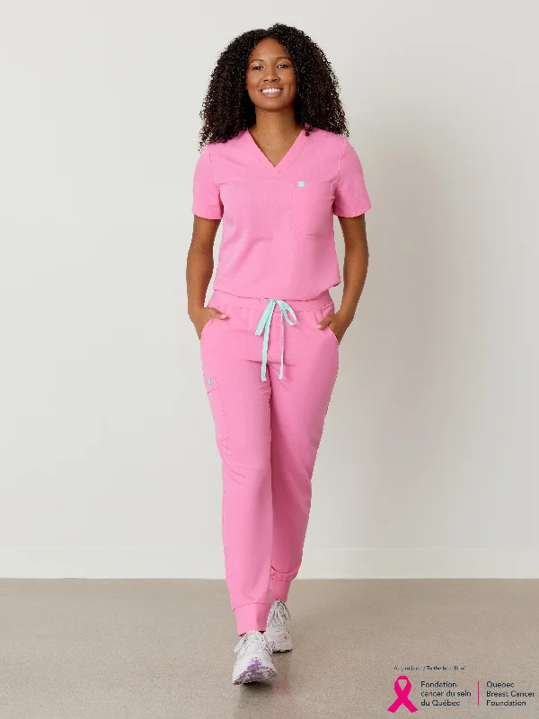 DEMI RE-GARDE™ - BUBBLE PINK - Jogger Scrub Pants - SILVADUR™ Relaxed Casual Leggings