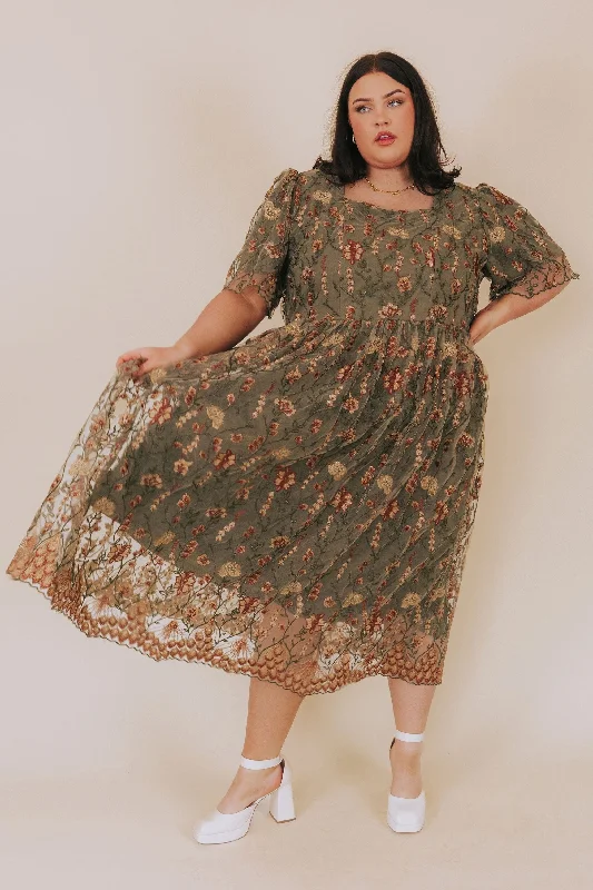 PLUS SIZE - Meadow Of Love Dress A-Line Day Work