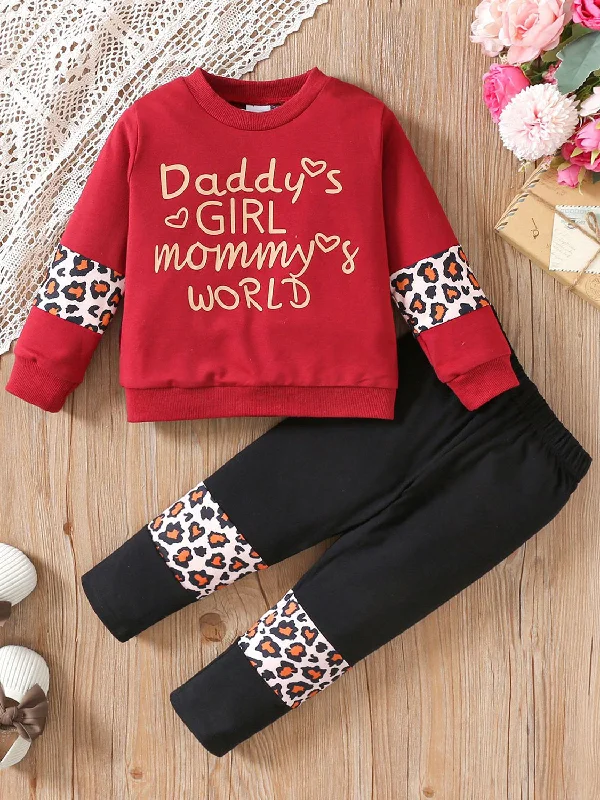 DADDY'S GIRL MOMMY'S WORLD Leopard Top and Pants Set Casual Wide Pants