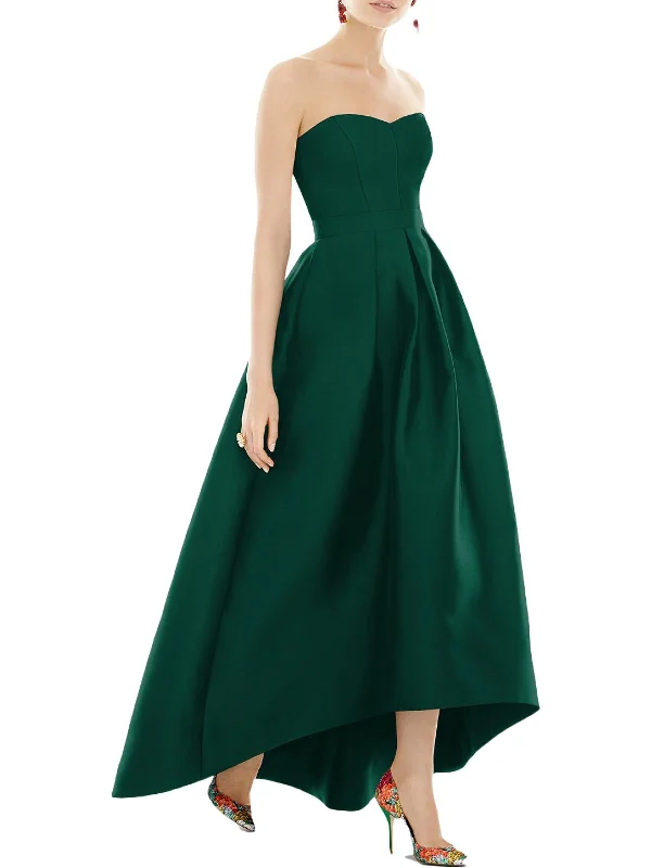 Womens Satin Hi-Low Evening Dress Tunics Handmade artisanal