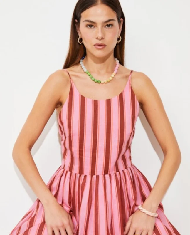 Suncoo Cyrus Rose Stripe Dress Tunics Fashionable trendy