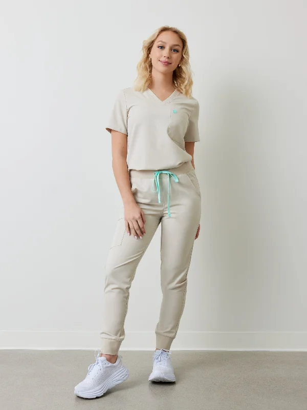 DEMI RE-GARDE™ - BOHO BEIGE - Jogger Scrub Pants - FINAL SALE Casual Lounge Pants