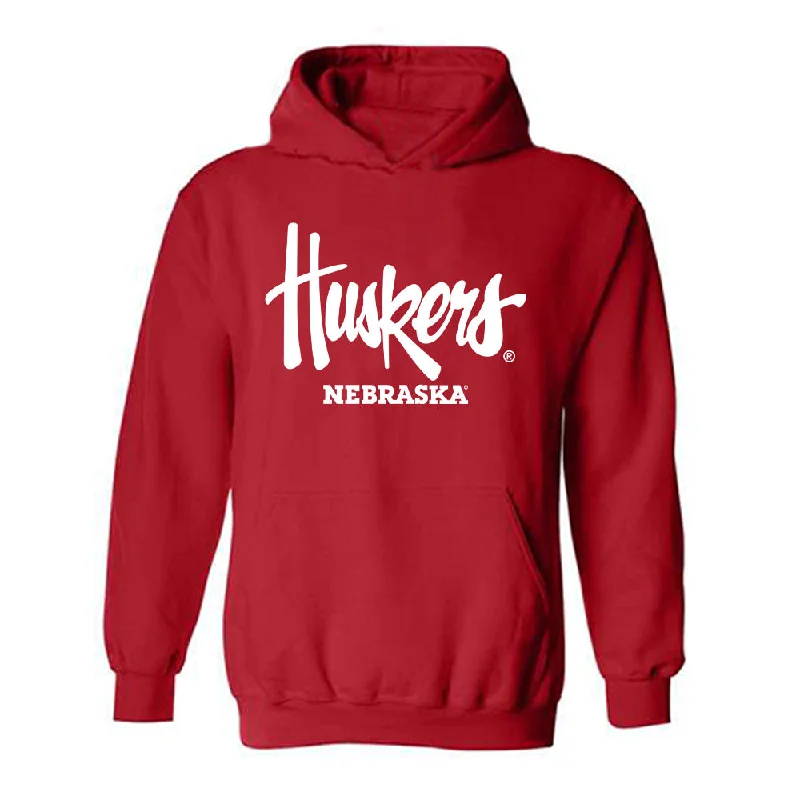 Nebraska - NCAA Women's Track & Field : Quincy Hubert - Generic Shersey Hooded Sweatshirt Hoodie with High-Low Hem Asymmetrical Trendy