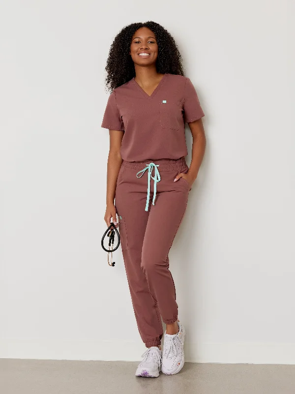 ROSIE RE-GARDE™ - MAROON - Jogger Scrub Pants - SILVADUR™ High-Waist Trousers