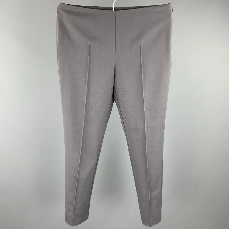 AKRIS Size 6 Grey Cotton Blend Side Zipper Dress Pants Elegant Silk Pants