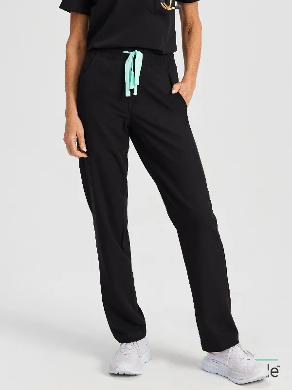 JULIETA RE-GARDE™ - BLACK - Straight Cut Scrub Pants - SILVADUR™ Formal Dress Pants