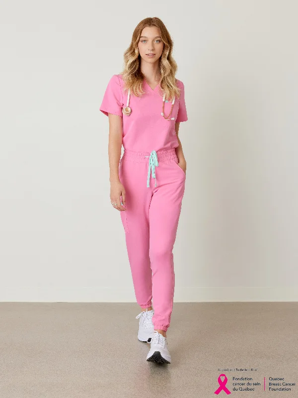 ROSIE RE-GARDE™ - BUBBLE PINK - Jogger Scrub Pants - SILVADUR™ Elegant High-Waist Pants