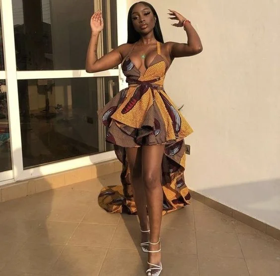 Short ankara dress,ankara summer dress, african party dress Hi-low Prom dress Birthday,DS4611 Tunics Prom sequined