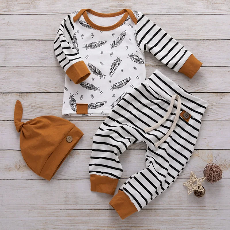 Striped Printed Long Sleeve Top and Tied Pants Set Relaxed Linen Pants