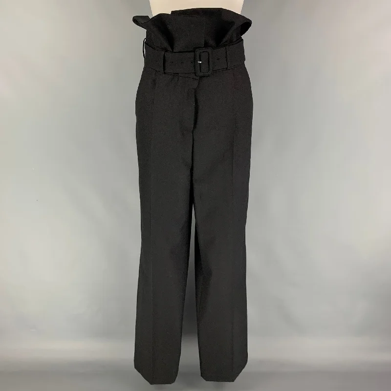 DRIES VAN NOTEN Size 8 Black Wool High Waisted Dress Pants Chic Wool Trousers