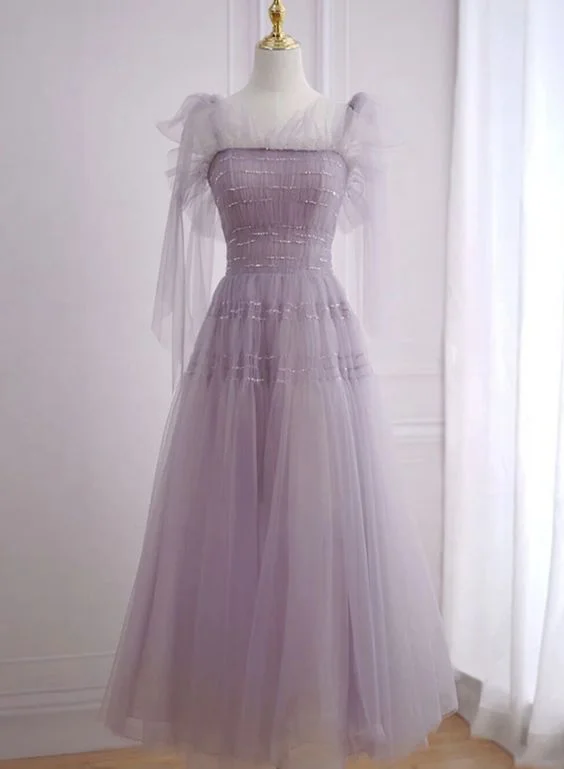 Light Purple Tea Length Soft Tulle Party Dress, Cute Short Homecoming Dress Formal Dress          cg25084 Tunics Occasion special