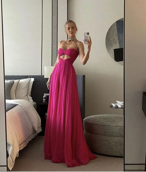 Hot Pink Spaghtti Strap Sexy Elegant Party Dress Long Prom Dress,DP376 Tunics Bridal satin
