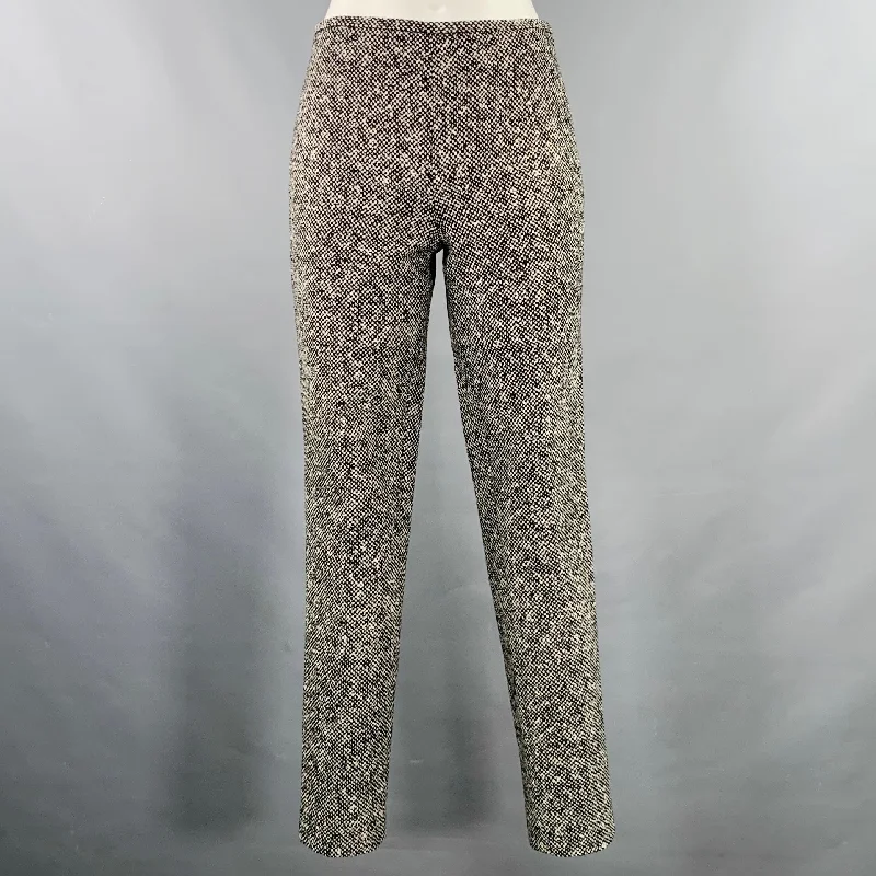 MICHAEL KORS COLLECTION Size 0 Black White Wool Tweed Side Zipper Dress Pants Casual Yoga Pants