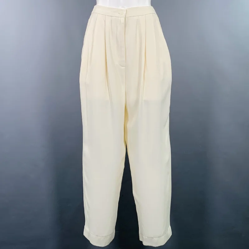 VINTAGE Size 6 Cream Pleated Dress Pants Stylish Casual Pants
