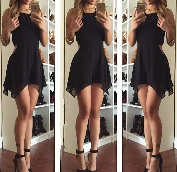 Black homecoming Dress,Chiffon Dress,Sexy Halter Party Dress,Backless Dress for Summer Party cg1353 Tunics Fleece cozy