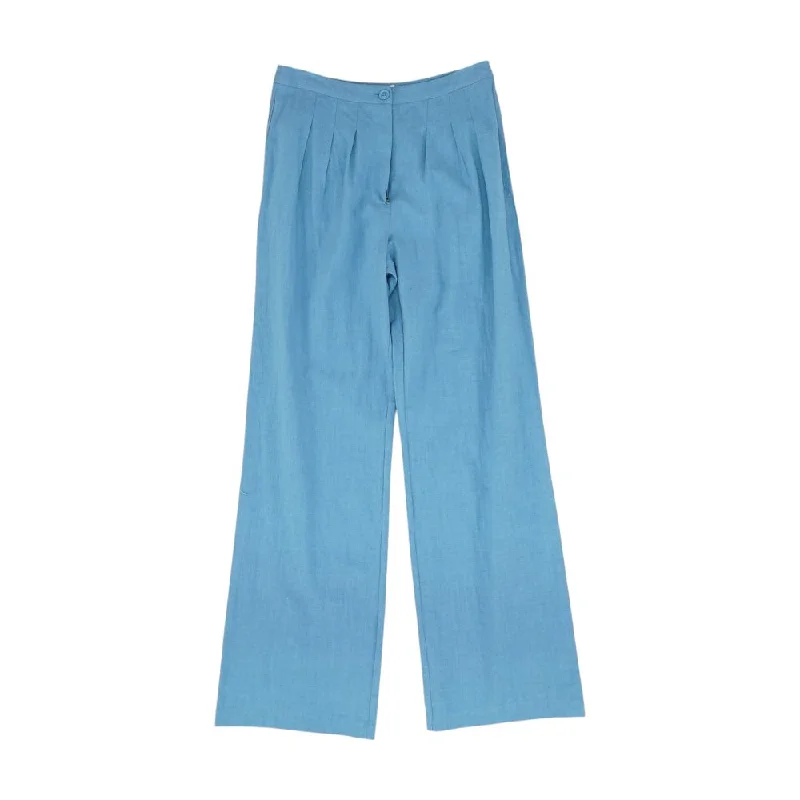 Blue Solid Pants Casual Yoga Pants