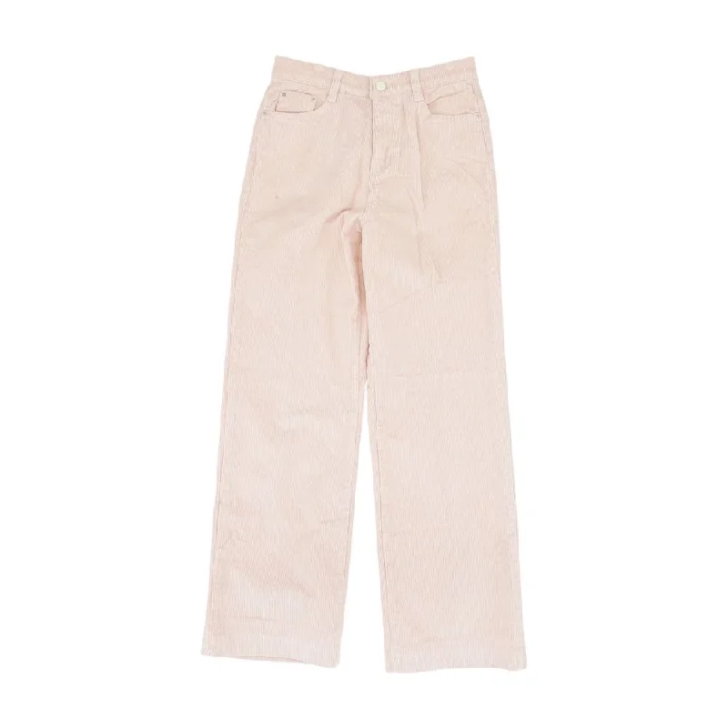 Pink Solid Chino Pants Casual Drawstring Pants